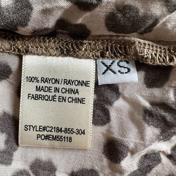 Cloth & Stone Blouse Top Leopard Print Semi Sheer Long Sleeve Brown Black XS - Picture 9 of 13